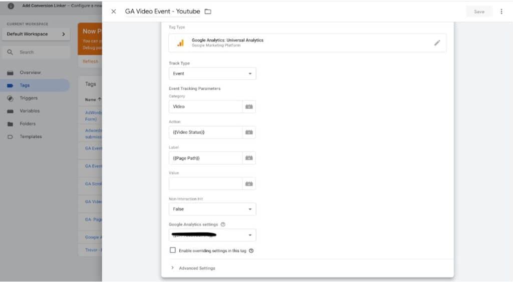 Adding the Google Analytics Tag - How to track Youtube video plays on your website using Google Tag Manager