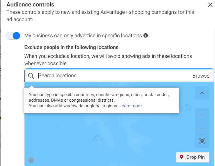 Audience control for advantage+ shopping campaign  -  Facebook advertising