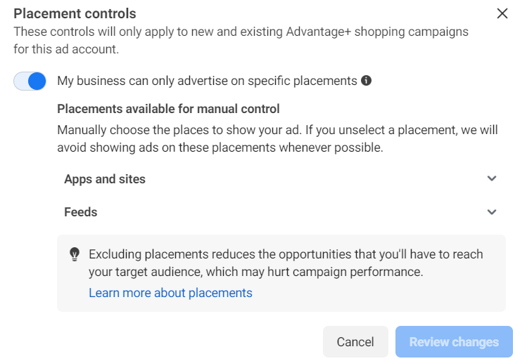 Audience control for advantage+ shopping campaign - Facebook advertising 3